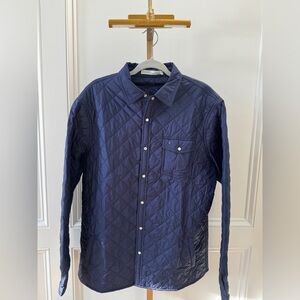 Nw Criquet Quilted Shirt Jacket Mens’a XL Blue Snaps Lightweight Western Austin
